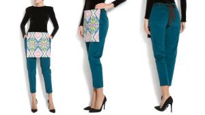 pantaloni turquoise cu catrinta Izabela Mandoiu